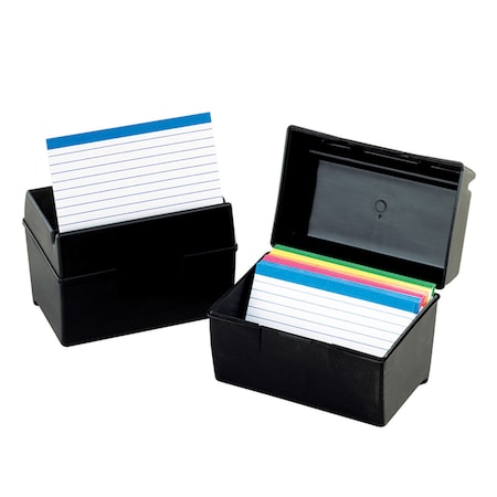 Oxford® Plastic Index Card Box, 3 X 5, Black, PK6